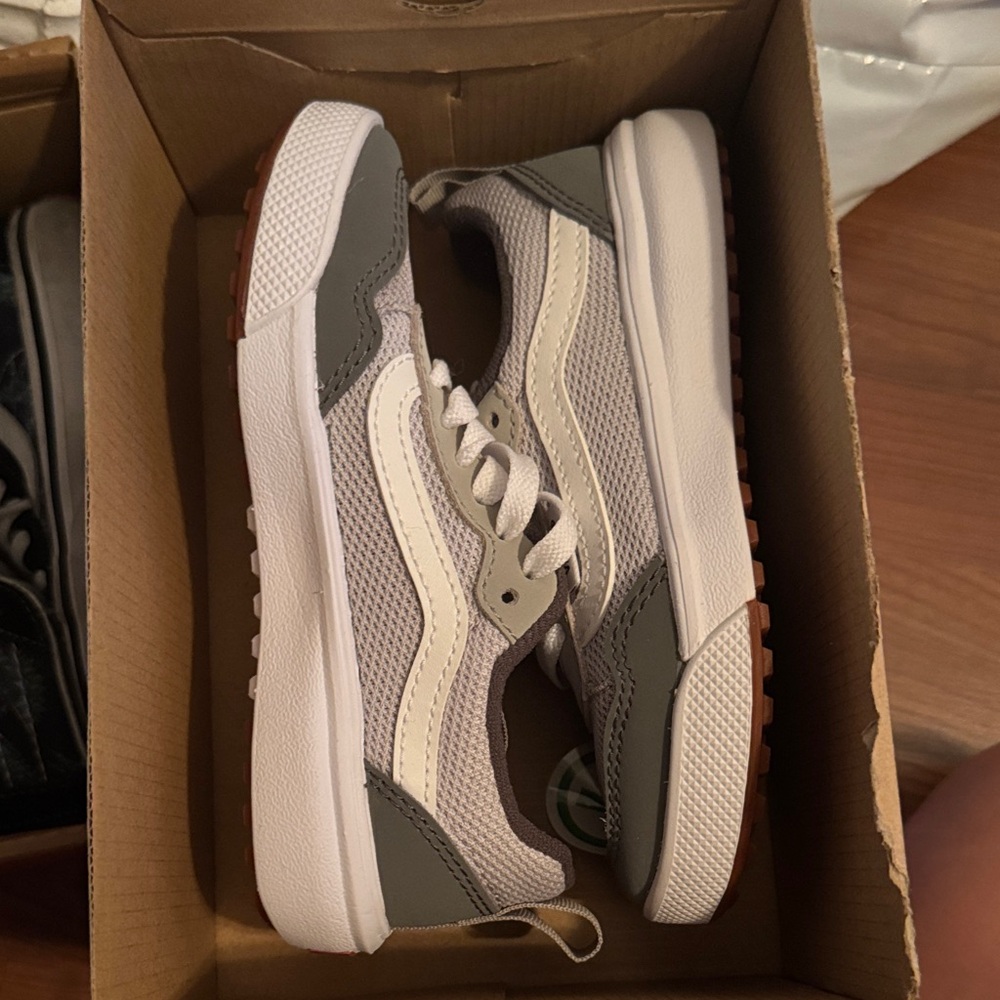 Vans Kids Gray and White Sneakers